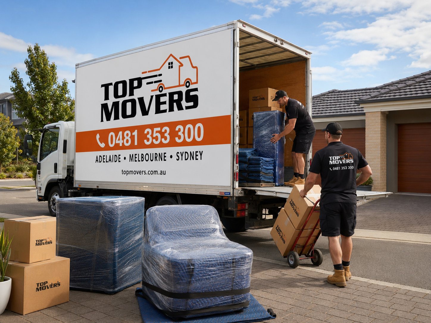 Top Movers Adelaide interstate removalists loading furniture for an interstate move